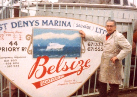 Man next to a sign stating 'St Denys Marina'