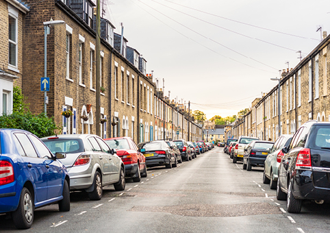 Street with parked cars