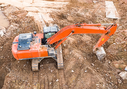 Aerial view of a digger