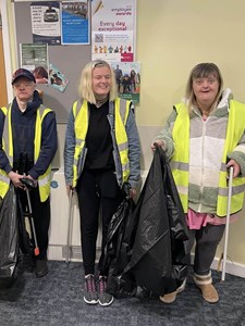 Richard, Megan and Emma ready to do some litter picking