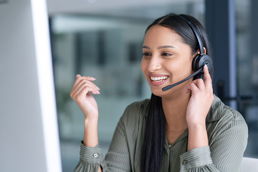 A friendly person answering the telephone