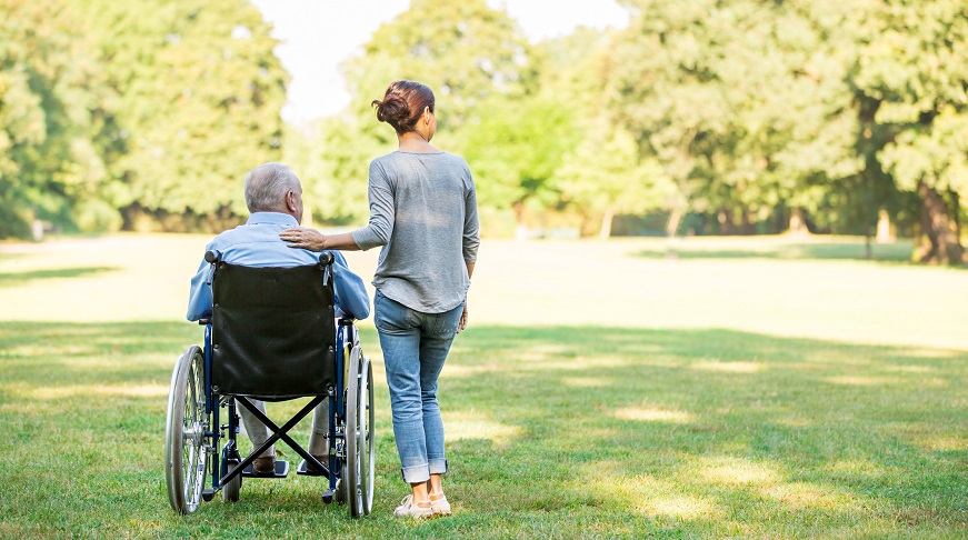 Care homes - nurse and wheelchair