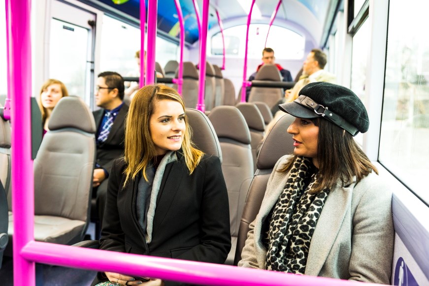 Two women on a bus