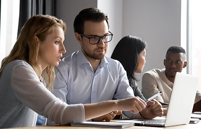 Two workers with laptop