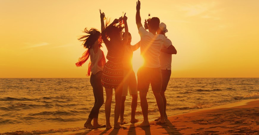 Group of young people on a beach