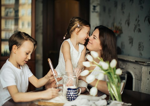 Parent with two children