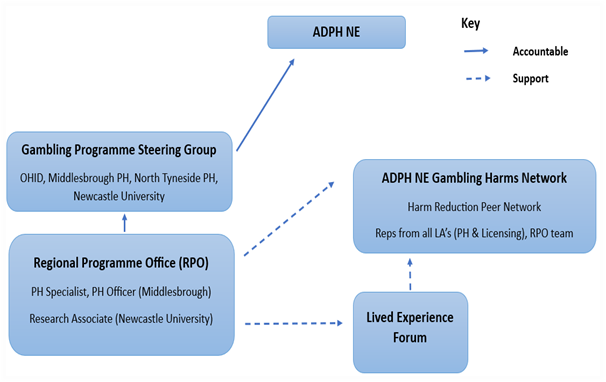 Flow diagram of ADPH North East (NE) Whole Systems Approach
