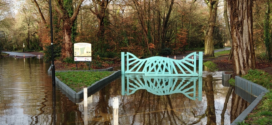 Flooded road and gate