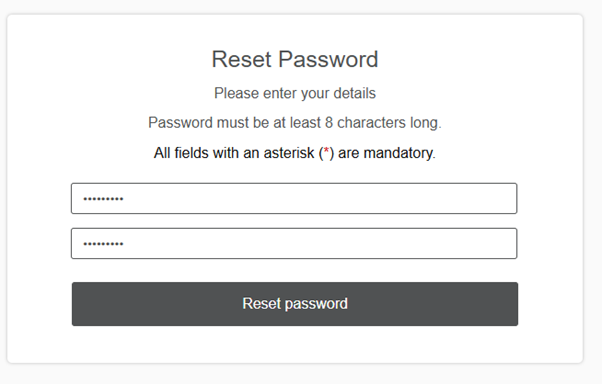 New password entered twice