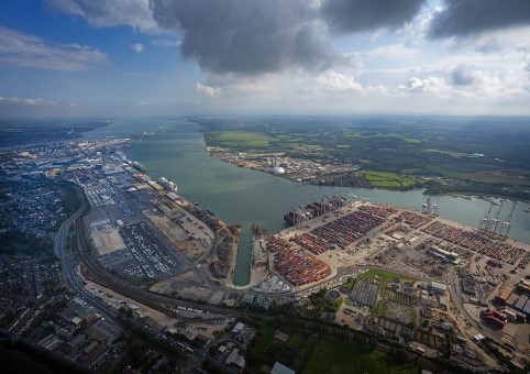 Aerial view of Southampton docks