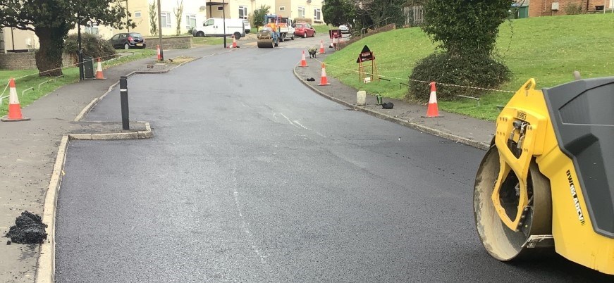 Road being resurfaced