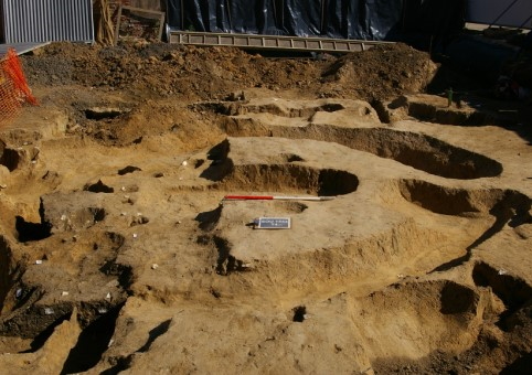 The site after archaeological excavation, showing the Saxon cemetery
