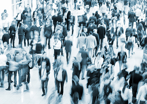Blurred people walking