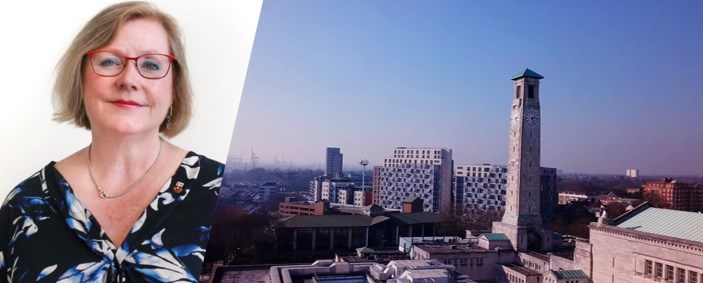 The Leader of the council alongside an aerial view of Southampton