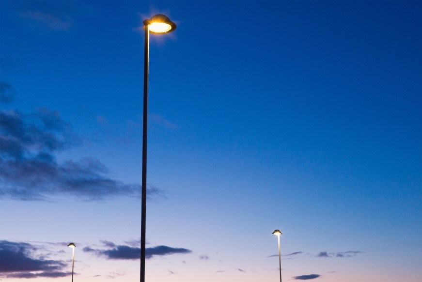 Street lighting at twilight