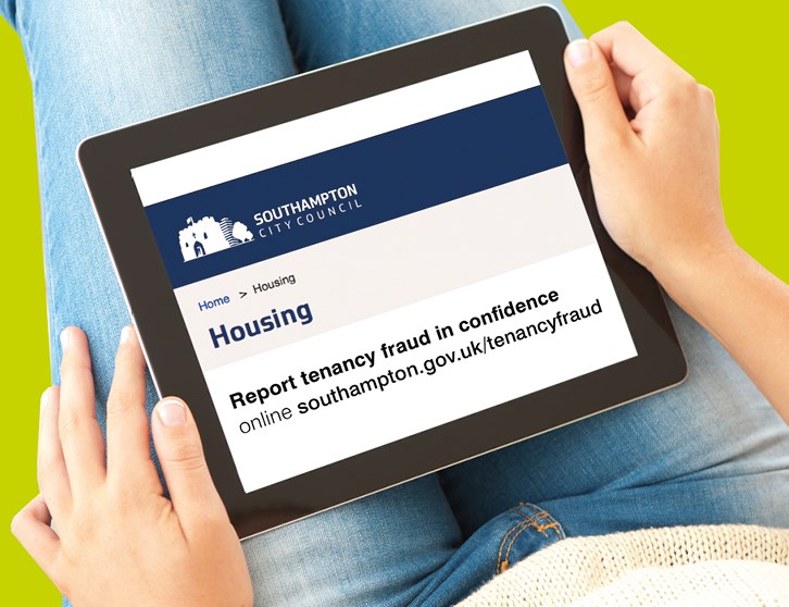 Tenancy fraud SCC webpage on a tablet screen
