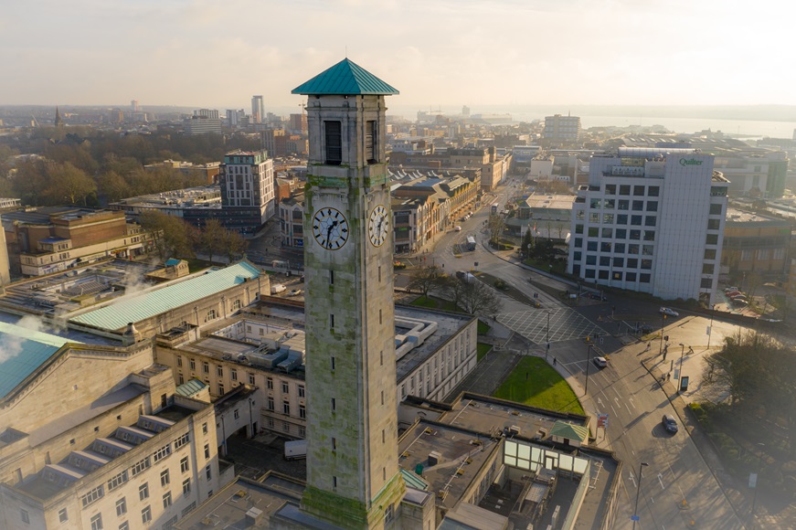 Civic Centre aerial view early morning