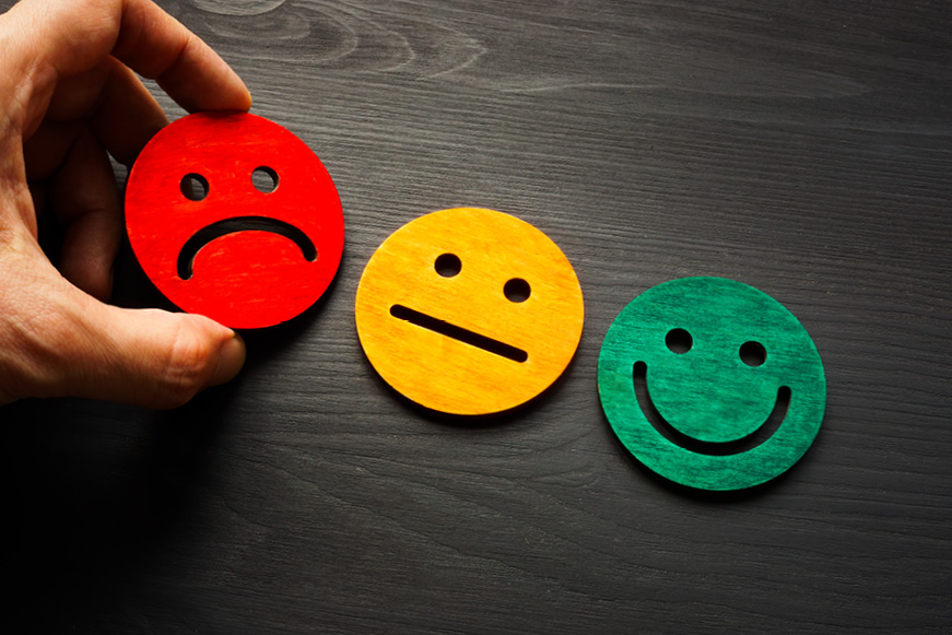 Happy, okay, and sad faces
