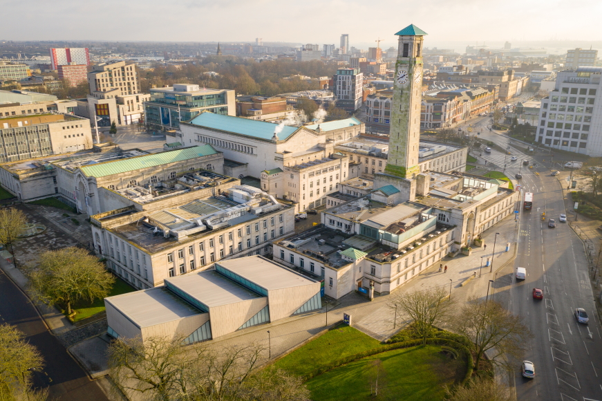 Aerial view of Southampton Civic Centre and surroundings