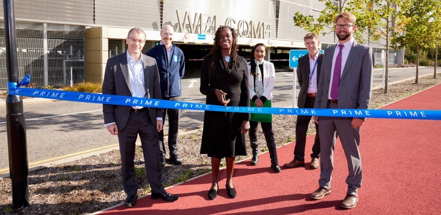 Ribbon cutting at park and ride opening