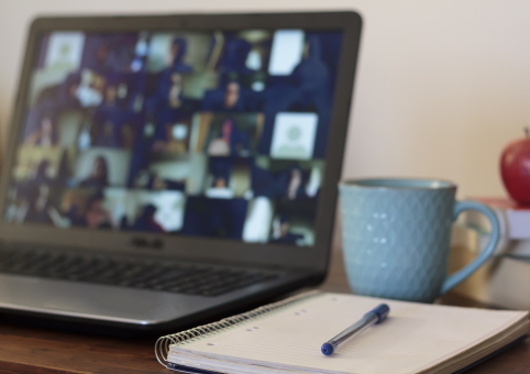 Laptop with an online session on screen