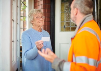 Woman checking caller's ID