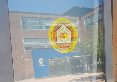Safe Places sign on school window