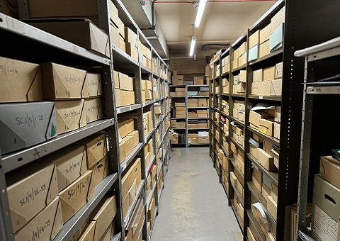 Shelves in the archives collection