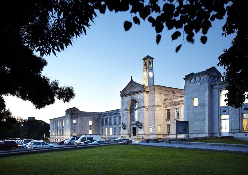 Southampton Civic Centre at night