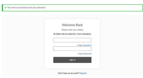 Password successfully reset