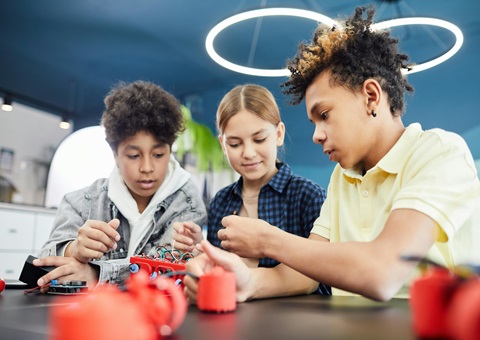 Young people in a science class