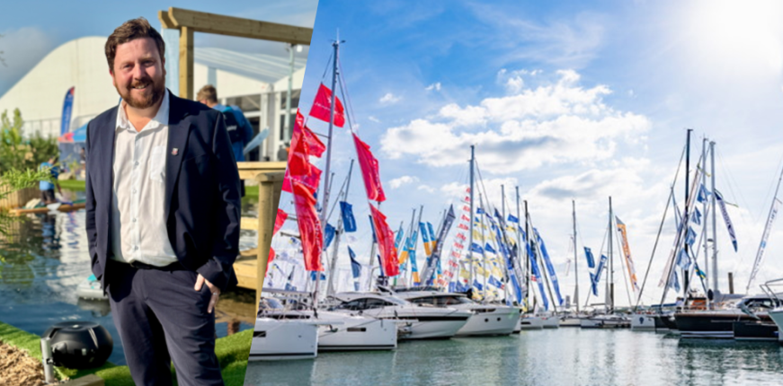 Leader next to an image of boats