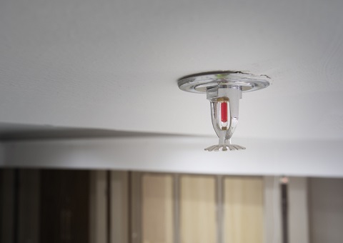 Fire sprinkler on ceiling