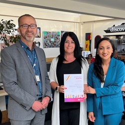 Hayley with The Chief executive Mike Harris and Leader of the Council Councillor Satvir Kaur