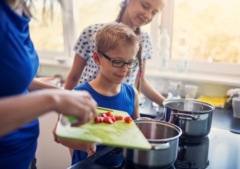 A family cooking together