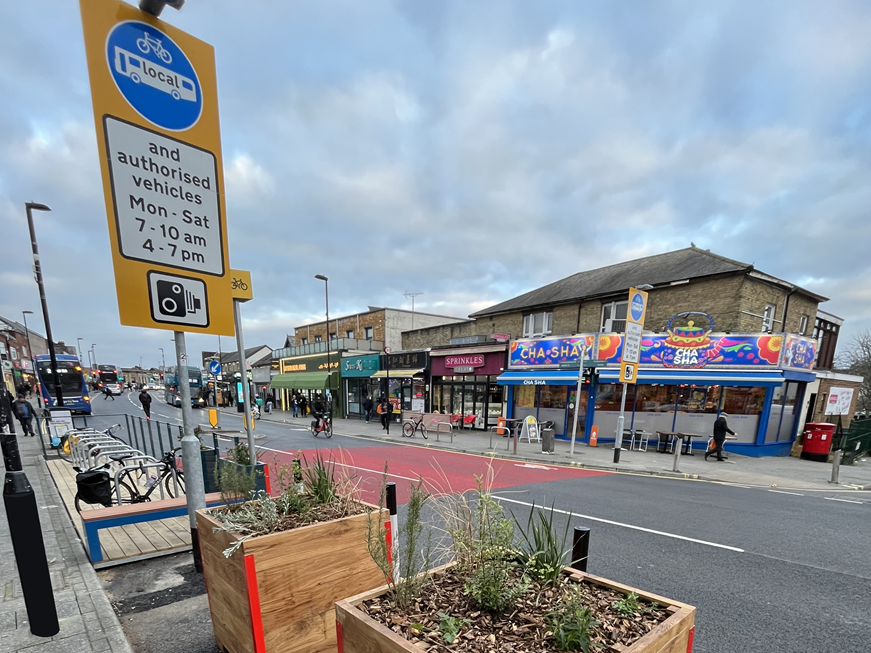 Portswood Broadway with traffic sign