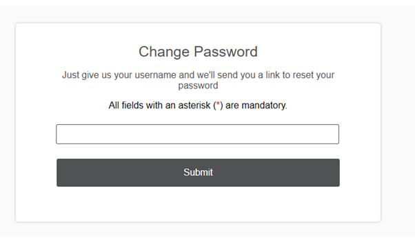 Field to enter username to reset password