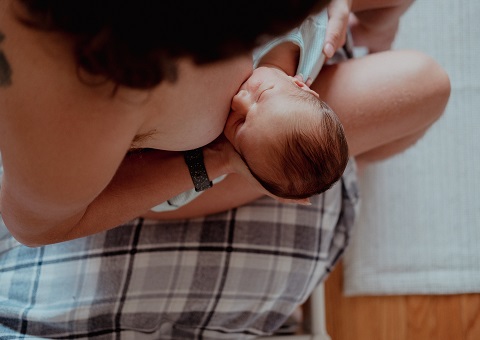 A breastfeeding baby