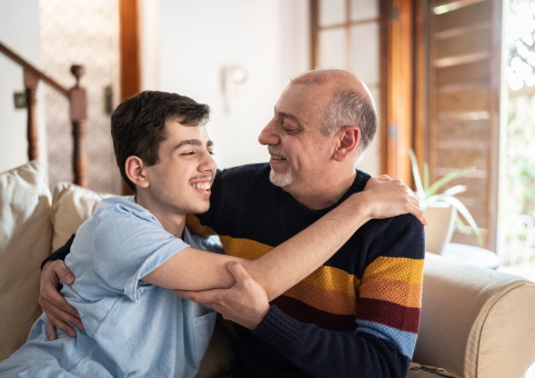 Autistic boy with father