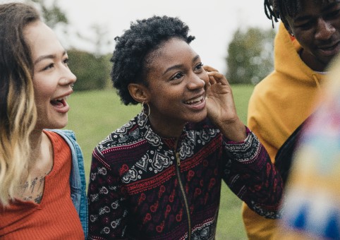 Three young people outside