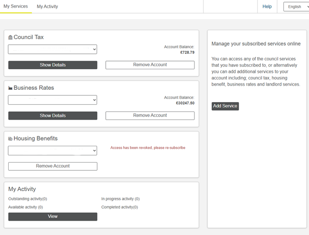 Council Tax dashboard