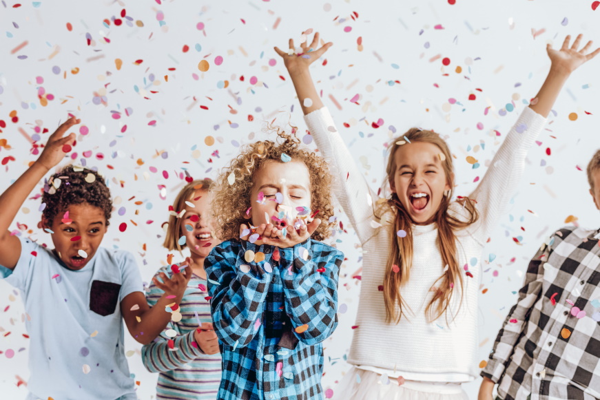 Several children celebrating