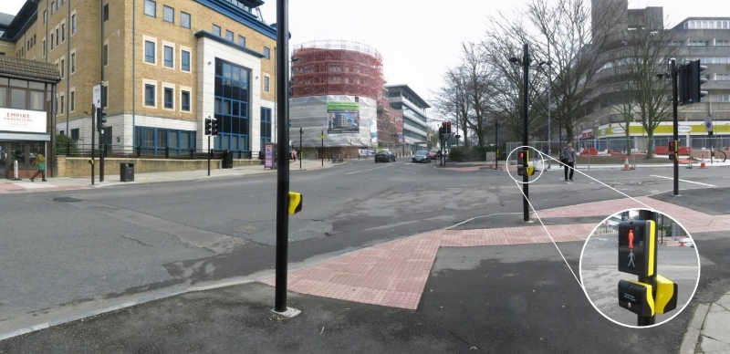 Toucan crossing on busy road